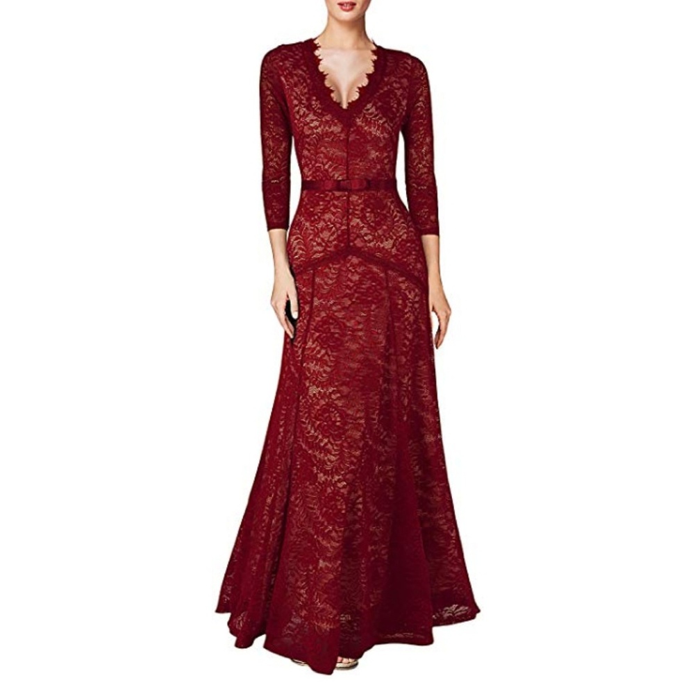 Miusol Dark Red floor length gown